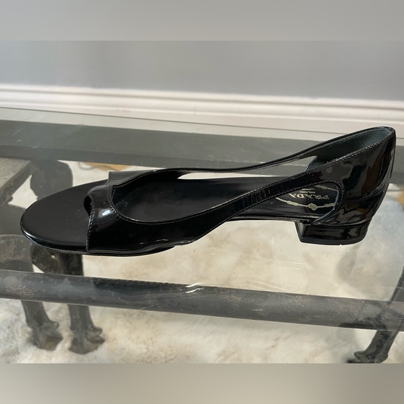 Prada Black Patent Open Toe Flats - Picture 6 of 9
